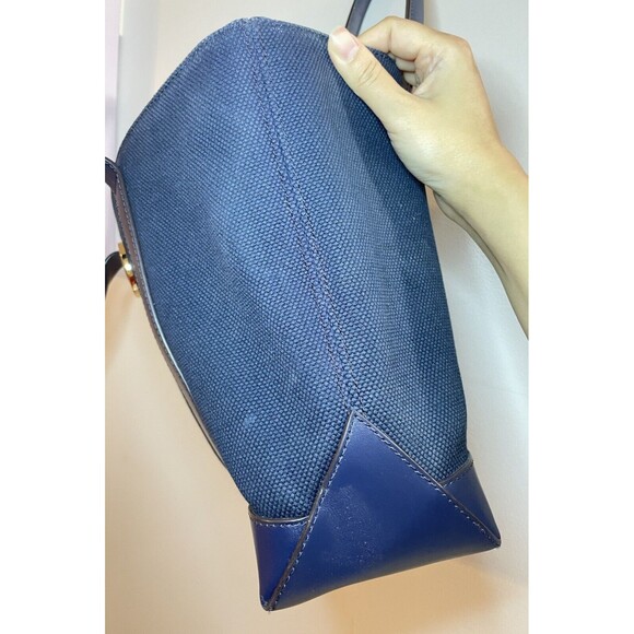 Michael Kors Navy Fulton Textured Canvas and Leather Trim Medium Tote - Picture 4 of 11